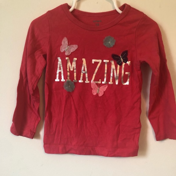 Carter's Other - Pink Long Sleeve Silver Amazing Tee Butterflies Carter's Other - Pink Long Sleeve Silver Amazing Tee Butterflies